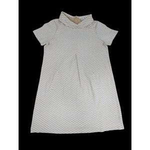 Tyler böe Women's Beige White Medium Short Sleeve Retro Shift Dress Cotton blend